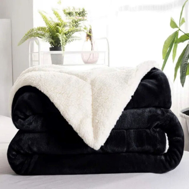 Kaylie Soft Sherpa Fleece Fur Thick Dual Sided Reversible Blanket Throw
