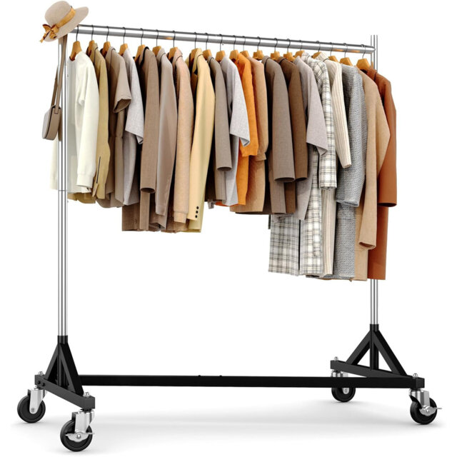 Commercial Heavy Duty Clothing Rack - Z Base Rolling Garment Rack, 181kg (400lbs) Capacity