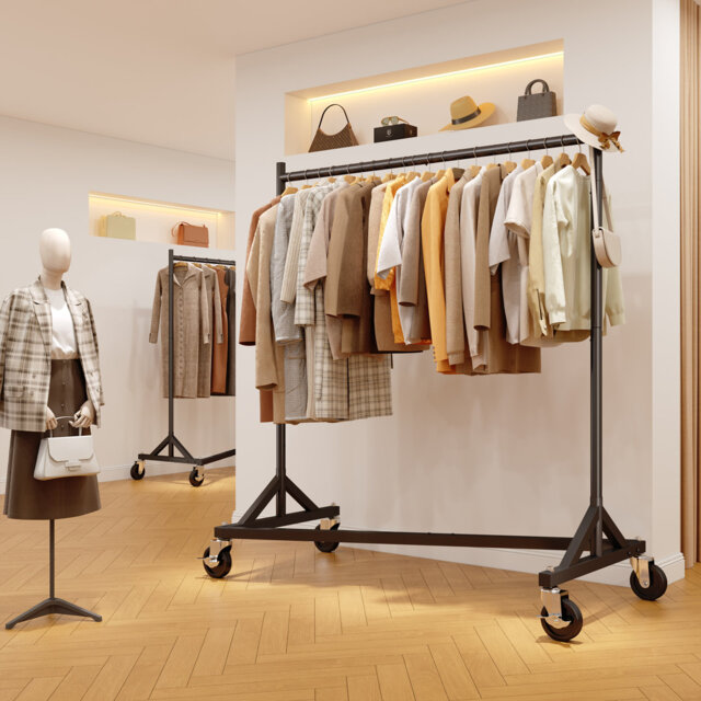 Commercial Heavy Duty Clothing Rack - Z Base Rolling Garment Rack, 181kg (400lbs) Capacity