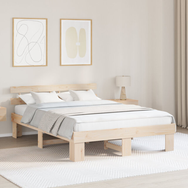 Bed Frame With Headboard Solid Wood Pine
