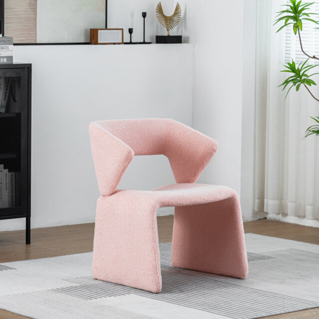 Modern Boucle & Sherpa Multifunctional Chair – Dining Chair For Dining/Office/Makeup/Leisure, Lamb Fabric Upholstery With Tufted Back,Fits Living Room