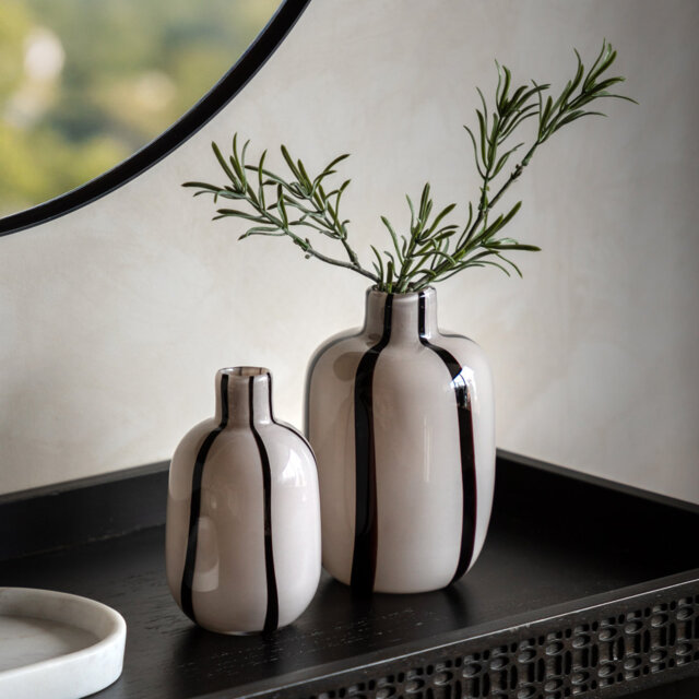 Linea Stripe Glass Vase Monochrome S/2 115x115x190