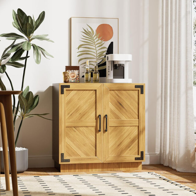 Aptliton 80cm Farmhouse Sideboard Cabinet with Adjustable Shelves & Doors