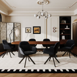 48.5cm H Swivel Upholstered Dining Chairs- Ergonomic Back