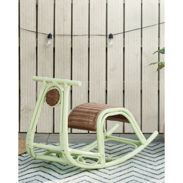 Rattan Kids Rocking Chair Light Green ASPRIA