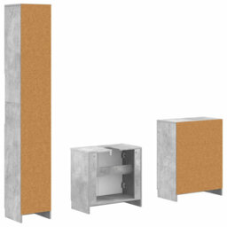 3 Piece Bathroom Cabinet Set with Shelf EDE Engineered Wood Furniture