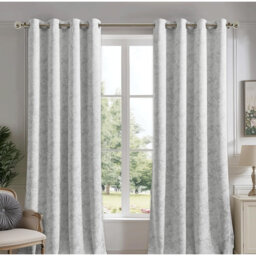 2Pcs 90in Floral Jacquard Blackout Eyelet Curtains, Thermal Room Darkening Drapes
