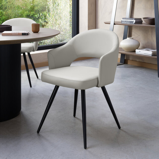 Alcanza STERLING UPHOLSTERED DINING CHAIR - FAUX LEATHER - BLACK SAND POWDER COATED LEGS (PAIR)