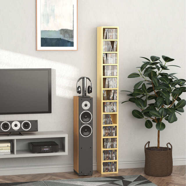 HOMCOM 204 CD Storage Unit Narrow CD Rack 12 Tiers 175 cm
