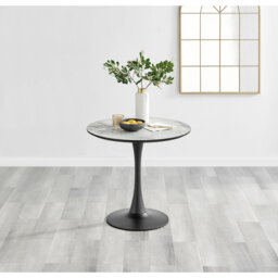 Eubanks Round 2 Seater White Marble Effect Melamine Pedestal Dining Table - Stylish modern design