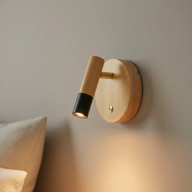 UltraBeam 3 Watt LED Adjustable Wooden Wall Mounted Bedroom Reading Lamp