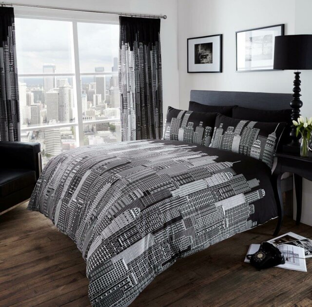 Buildings Theme Duvet Cover Set with Matching Pillowcases - Polycotton Bedding UK