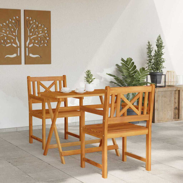 Garden Chair 2 Pcs Brown 56 X 56 X 90Cm Solid Acacia Wood