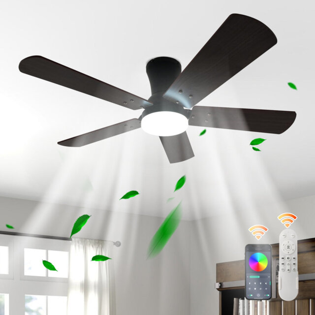 106.6cm 5 - Blade Dimmable RGB Reversible LED Ceiling Fan with Light Kit and Remote Control