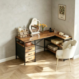 L shaped Computer Desk with Power Outlet
