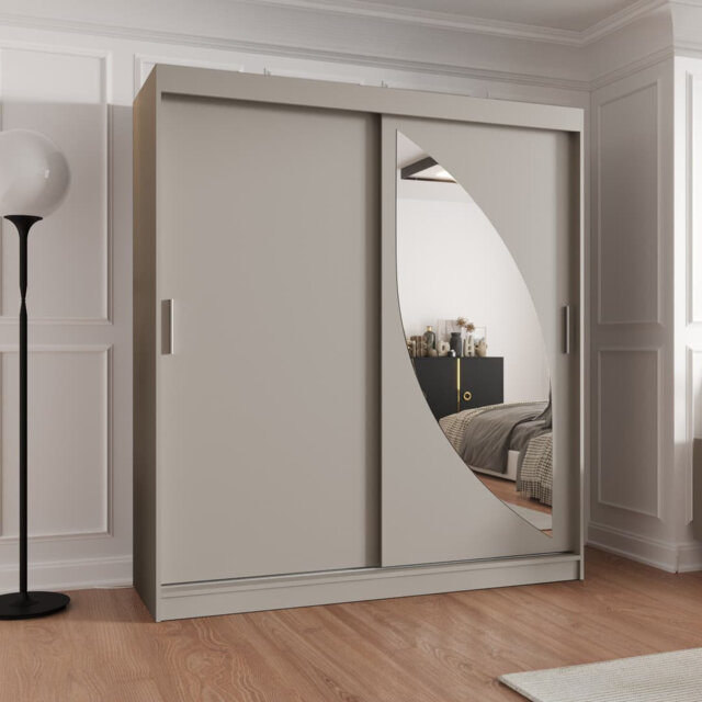 Black Gloss Wardrobe 180cm - Sleek Mirrored, Light-Enhancing Design