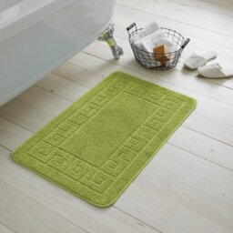 2 Piece Bathroom Rug Set Greek Key Pattern Bath Mat & Pedestal Mat Non Slip Rubber Back Soft Absorbent Mats