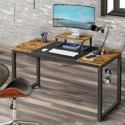 Loowit 140cm W Rectangle Writing Computer Desk With Moveable Monitor Stand Home Office Furniture