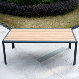 Outdoor Dining Table With Wood-look Aluminium Top & Kd Frame