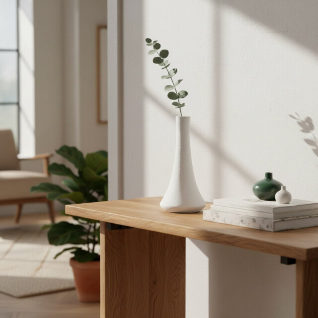 "6.3"" 2-Piece White Matte Ceramic Vase Set, Farmhouse Decorative Vases for Home, Living Room & Table Centerpieces"