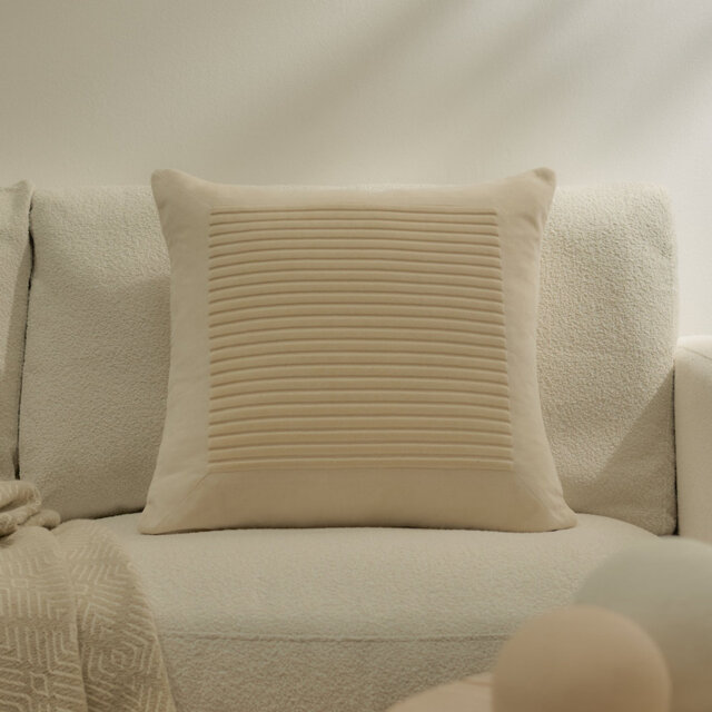 45 x 45cm Velvet Cushion Cover - Clay Stripe