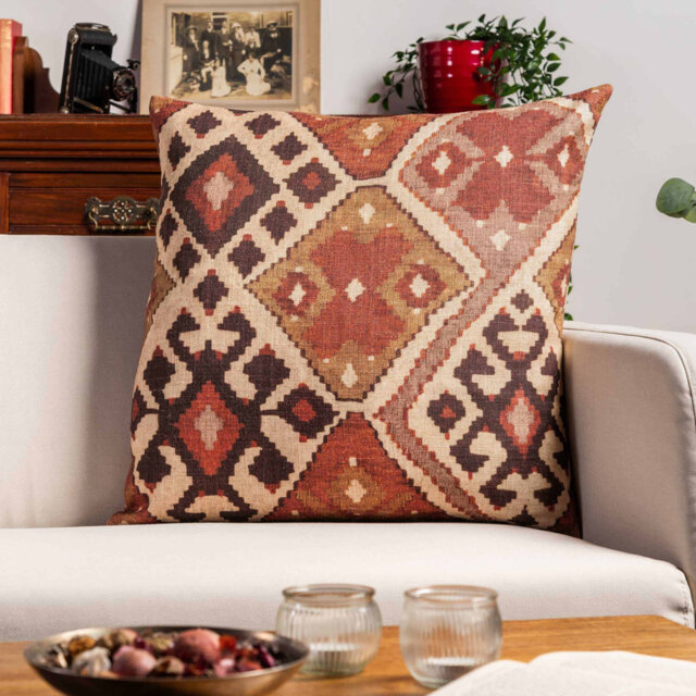 Geometric Red Cushion