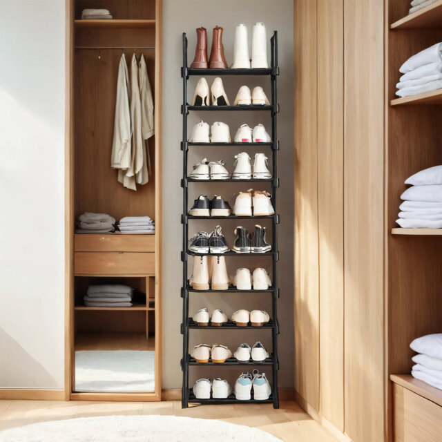 10 Tier Metal Shoe Rack Customisable Design 45 x 30 x 174 cm