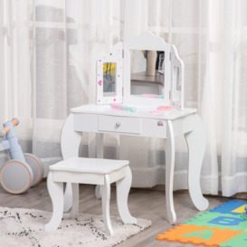 Children's dressing table with stool, dressing table, dressing table with drawer, mirror