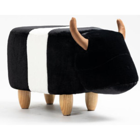 33cm Wide Faux Fur No Pattern And Not Solid Colour Cow Ottoman