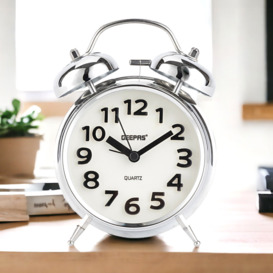 Analog Chrome Quartz Alarm Tabletop Clock