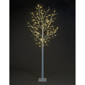 8ft White Birch Artificial Christmas Tree with Coloured Lights
