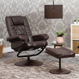 Faux Leather Manual Swivel Recliner with Ottoman with Massage with Heating