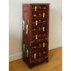 Metivier Hand Painted Jewellery Armoire Cabinet with Mirror