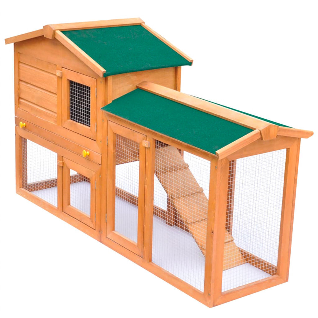 Outdoor Large Rabbit Hutch Small Animal House Pet Cage Wood 145x45x84 cm
