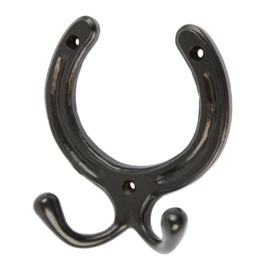 Hammer & Tongs - Horse Shoe Double Coat Hook - W100mm x H110mm - Black