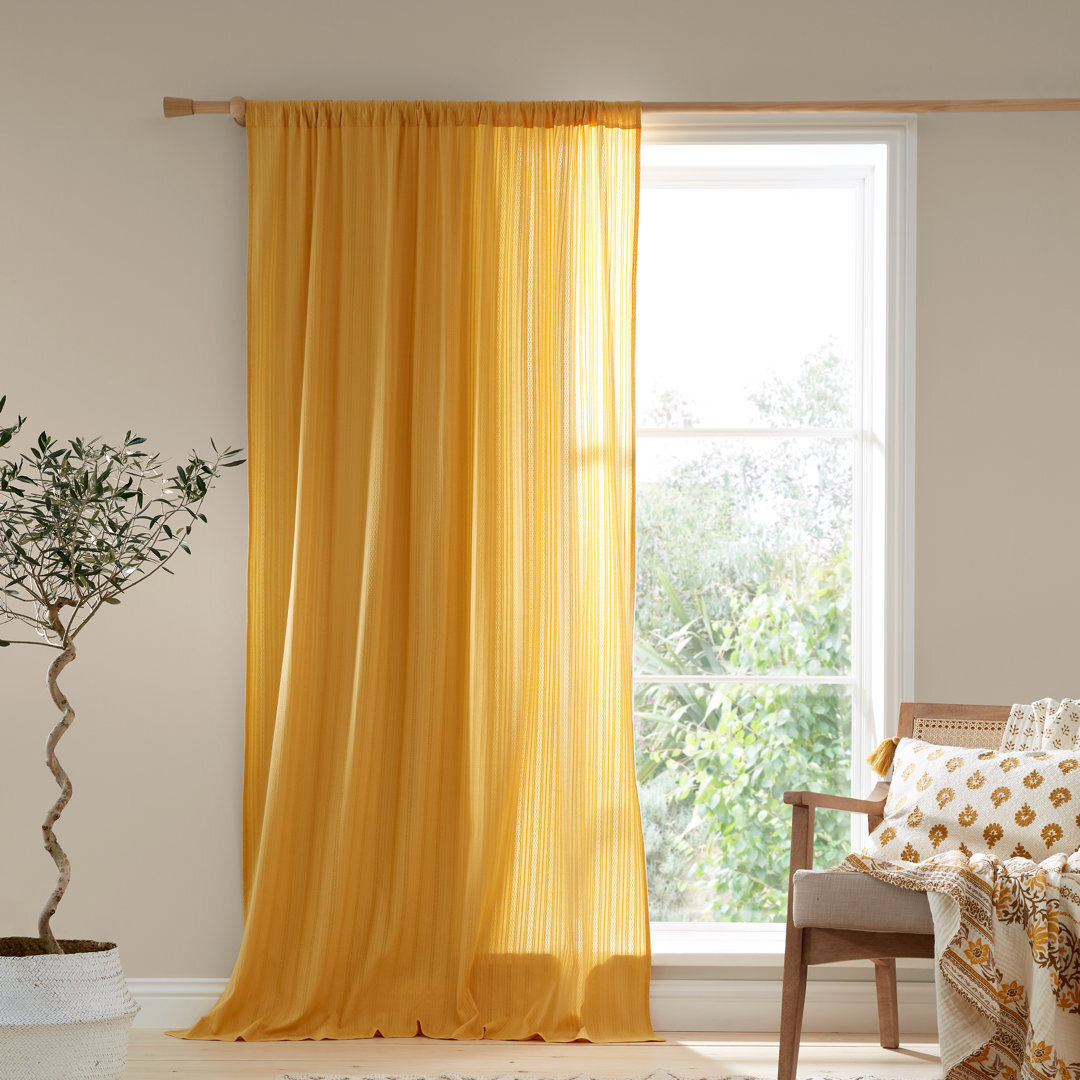 Zofia Broderie Slot Top Single Curtain Voile