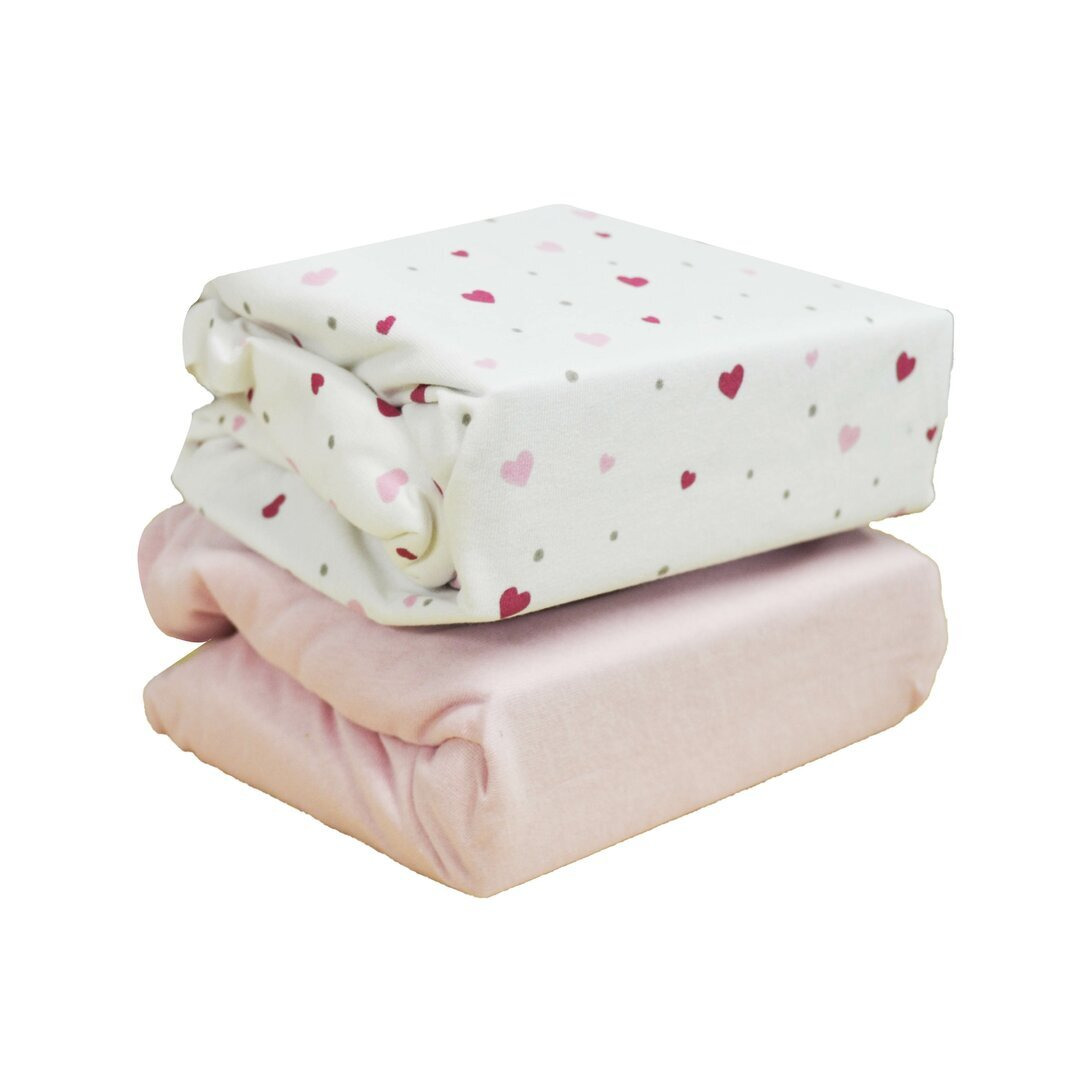 Hearts 2-Piece Fitted Cot Sheet Set