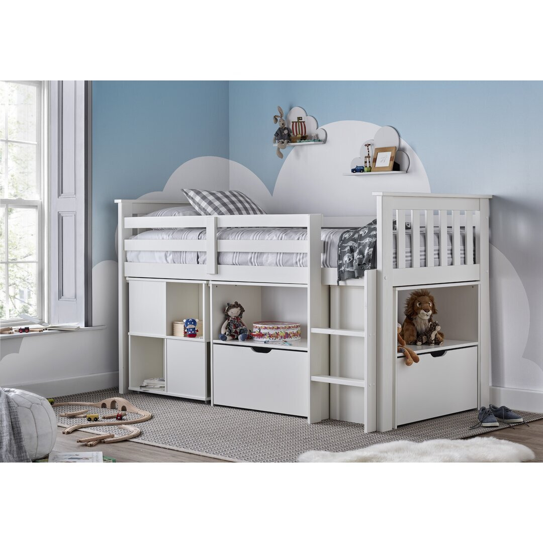 Milo European Single (90 x 200cm) Drawer Mate's & Captain's Mid Sleeper Loft Bed Bed and Mattress with Bookcase by Bedmaster