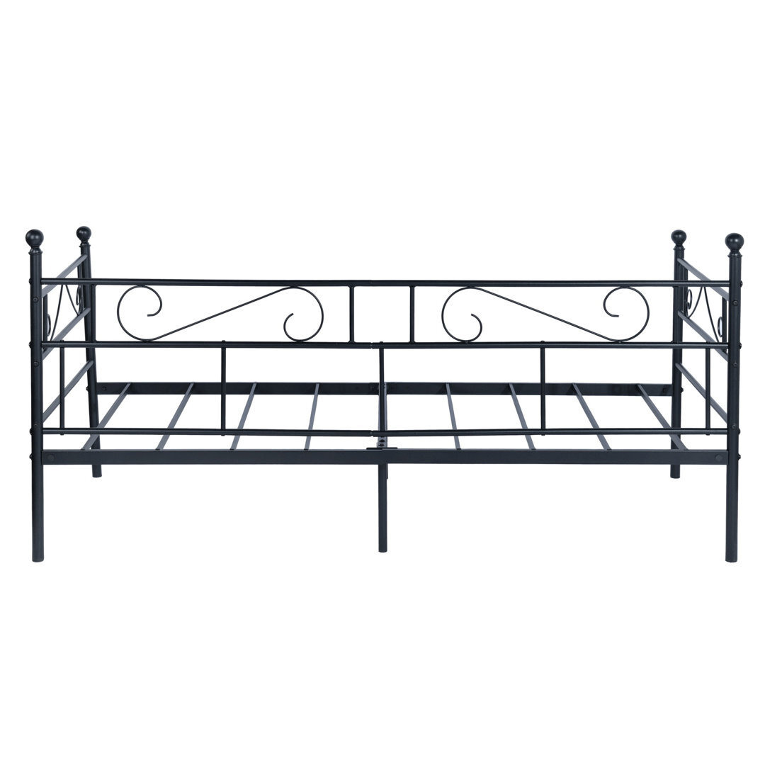 Buybyroom Metal Sofa Bed Frame, Black Day Bed Frame With Slatted Fit For Bedroom Or Living Room, Daybed For Adults & Kids, 90 X 200