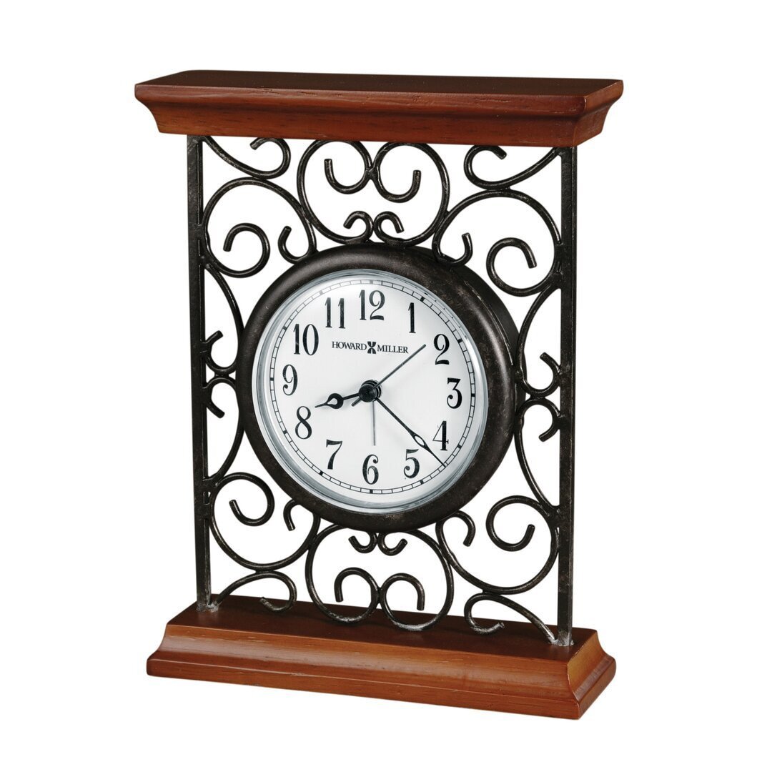 Mildred Traditional Analog Metal Quartz Alarm Tabletop Clock in Grey