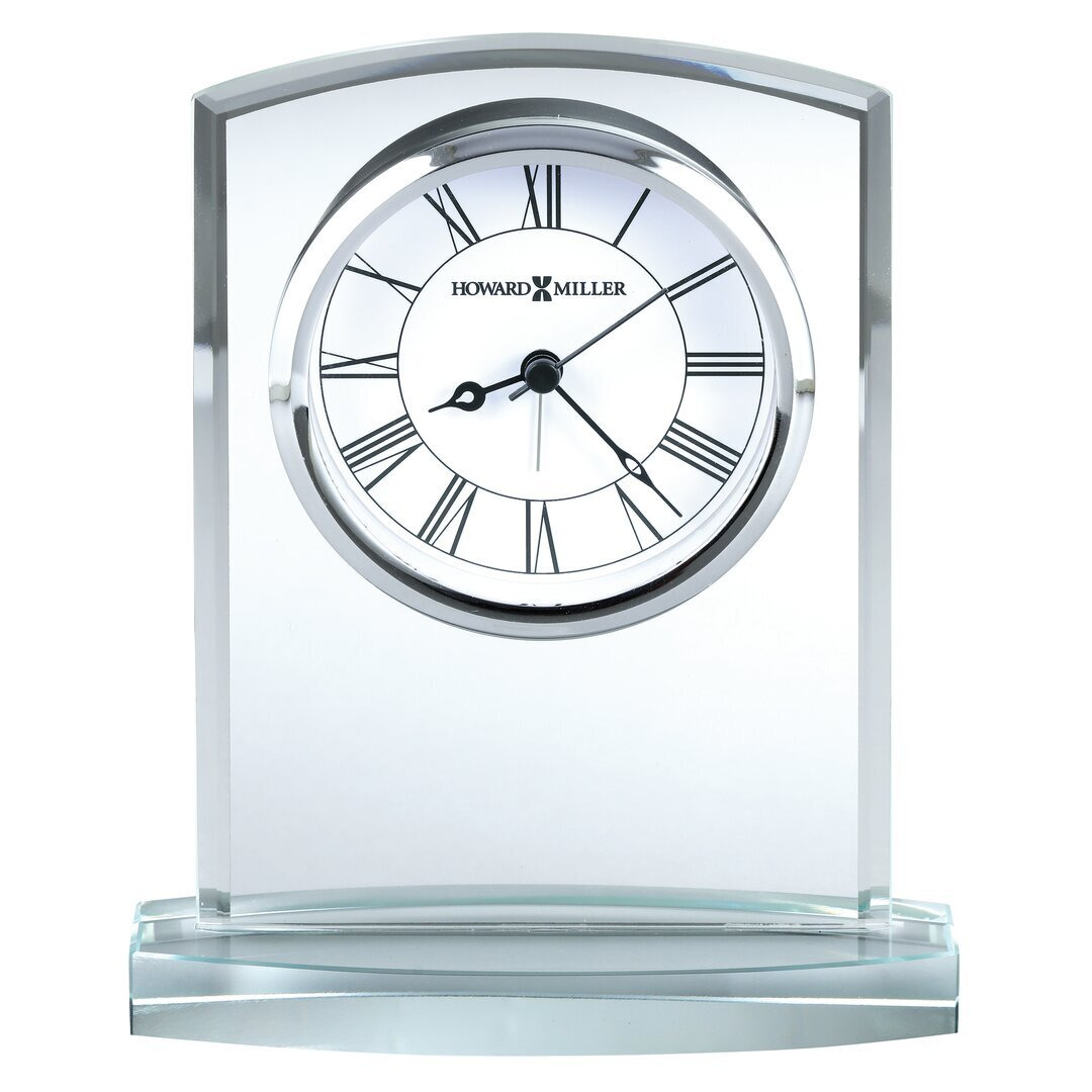 Analog Crystal Quartz Alarm Tabletop Clock in Silver