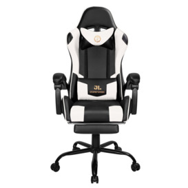 Footrest Gaming Chair with Lumbar Pillow Massage Function