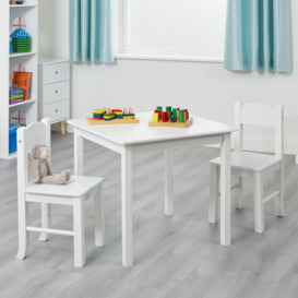 Belsay Kids White Wooden Table and Chairs Set