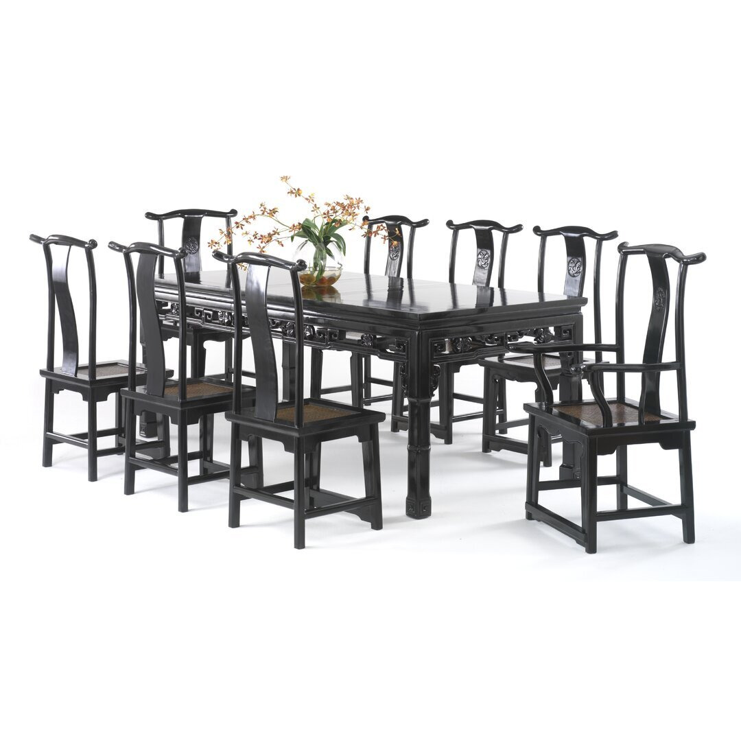 Chinese Classical Extendable Dining Set with 8 Chairs