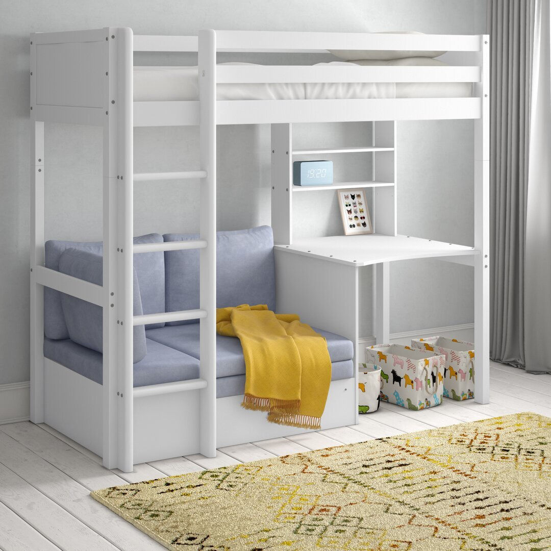 Solorzano European Single (90 x 200cm) High Sleeper Loft Bed Bed with Bookcase