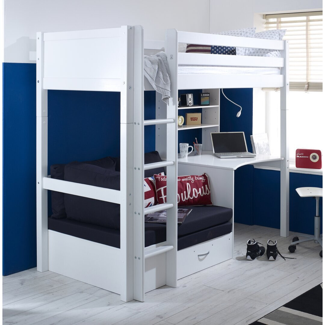 Solorzano European Single (90 x 200cm) High Sleeper Loft Bed Bed with Bookcase