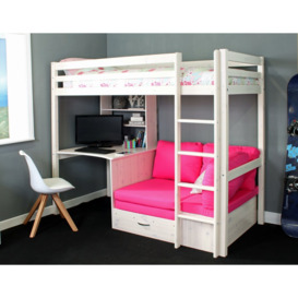 Luper European Single (90 x 200cm) High Sleeper Bunk Bed with Built-in-Desk