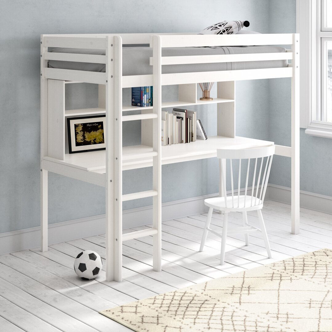 Nina European Single (90 x 200cm) High Sleeper Loft Bed Bed with Bookcase