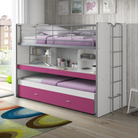 Bonny European single loft bed with roll container