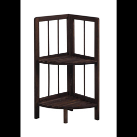 MantraRaj 2 Tier Wooden Corner Shelf Free-Standing Foldable Multipurpose Corner Bookcase Dark Brown